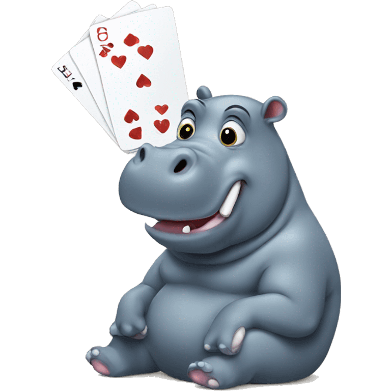 Hippo playing cards emoji