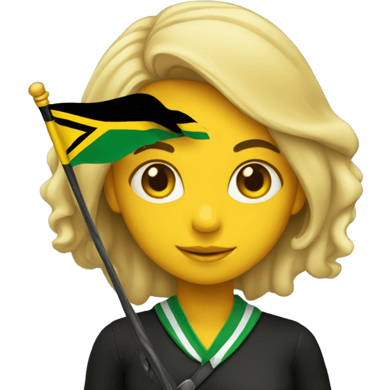 A girl with a Jamaican flag  emoji