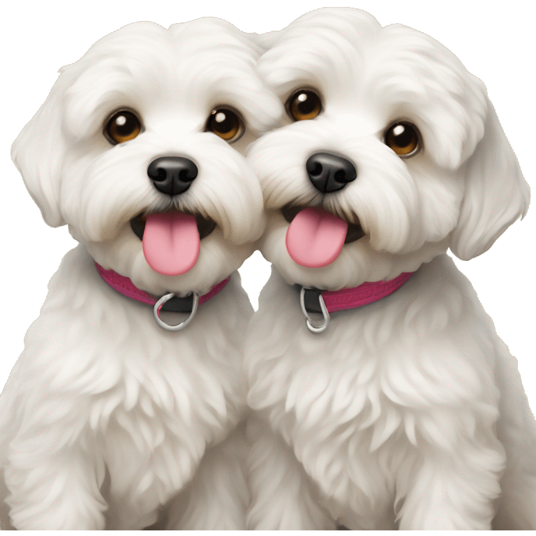 Two malti-poo dogs kissing each other emoji