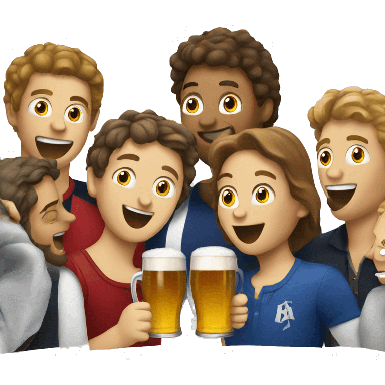 a group of friends of french people with beers emoji