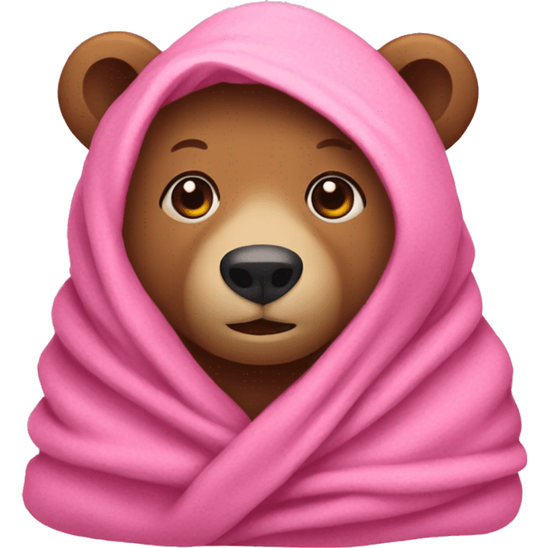 bear wrapped in pink blanket emoji