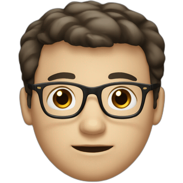 white skin fat boy with brown eyes and glasses and a mustache and black hair emoji