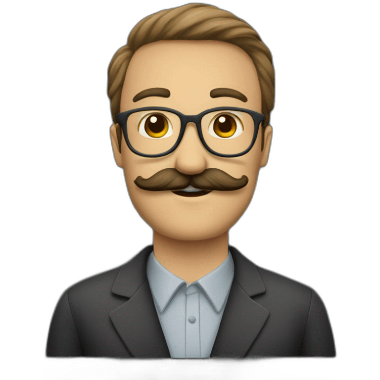 teacher with mustache on blackboard background emoji