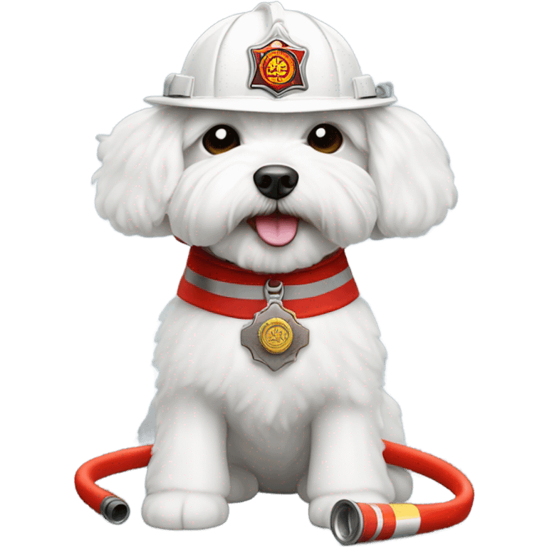 Maltese Bichon working as a firefighter emoji