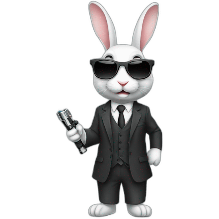 Rabbit with suit and sunglasses and  lightsaber on  emoji