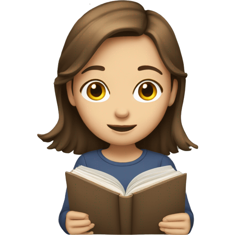 girl with brown hair reading emoji