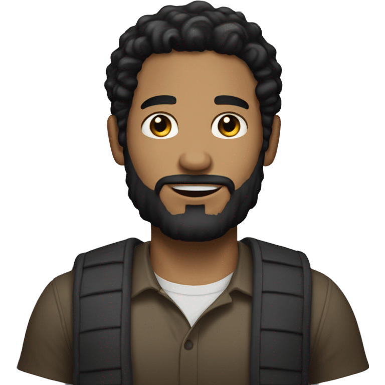 light skin bearded man with black hair  emoji