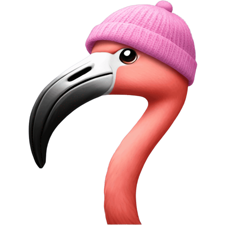 flamingo wearing a beanie emoji