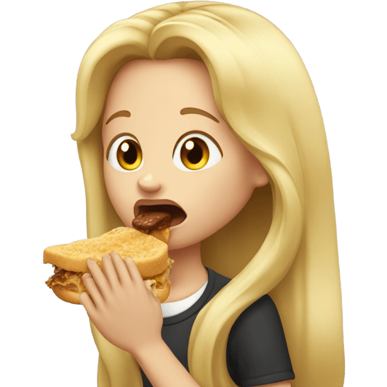  Blonde long hair girl eating emoji