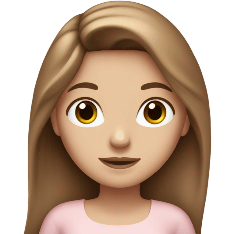 White girl with long brown hair with soft pink dress emoji