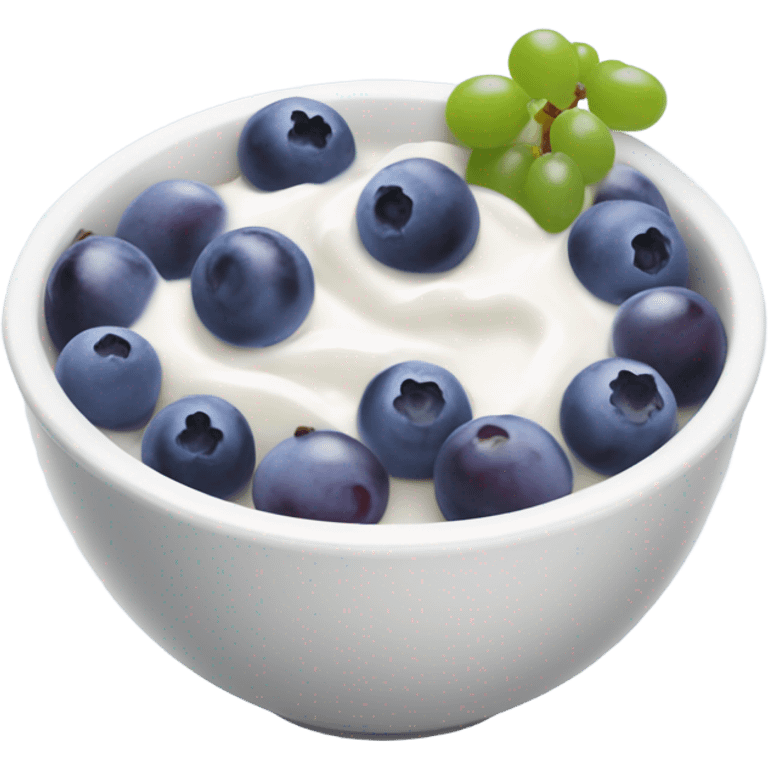 yoghurt bowl with grapes and blueberries emoji