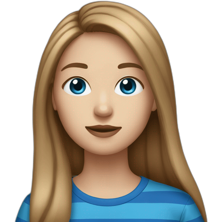 long light brown hair woman with blue eyes black stripy t-shirt emoji