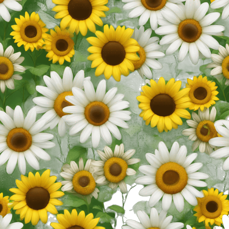 Bouquet with sunflowers and daisies  emoji