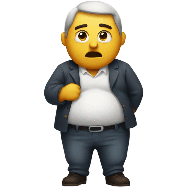 Man holding his belly with a sick face  emoji