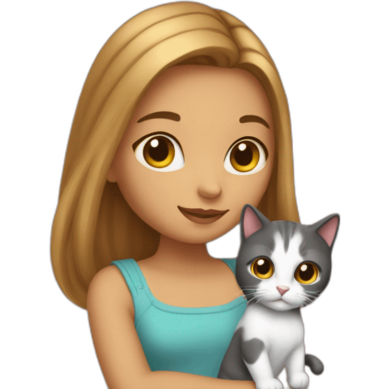 The girl holding the American short cat emoji