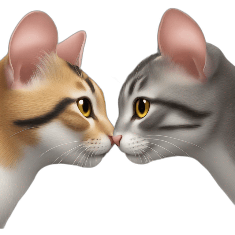 a male mouse kissing a female cat emoji