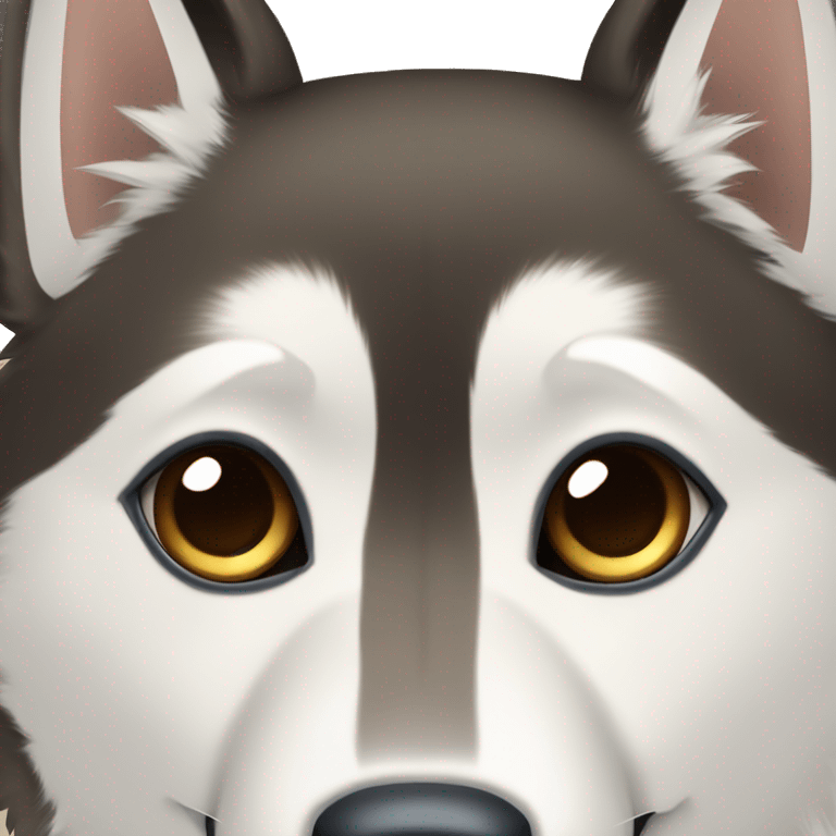 Huskey dog with a brown eye and an eye half brown half blue emoji