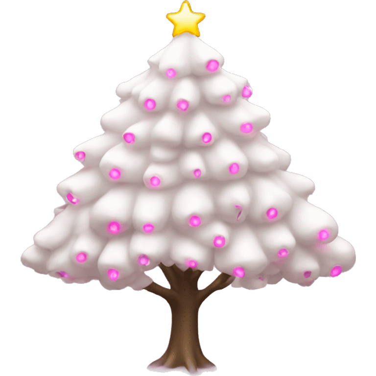 White New year tree with pink lights emoji