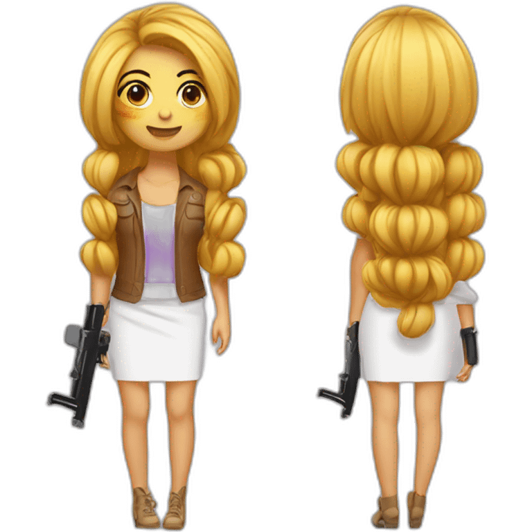 Chica morocha con pelo largo y tez blanca con tufting gun emoji