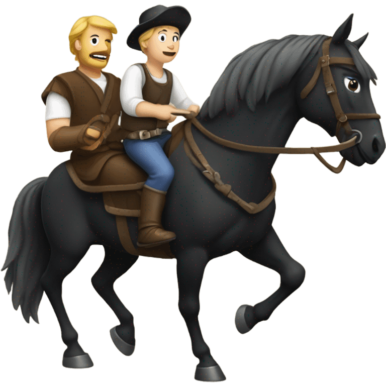 Beer brewer rescuing a princess riding a black horse emoji