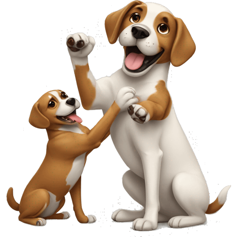 Three dogs high fiving emoji