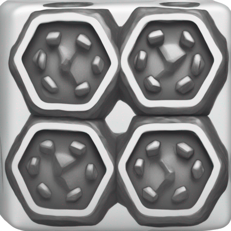 An ink stamp of a hex nut emoji