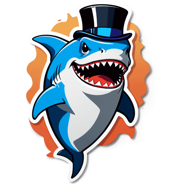 Shark with a top hat emoji