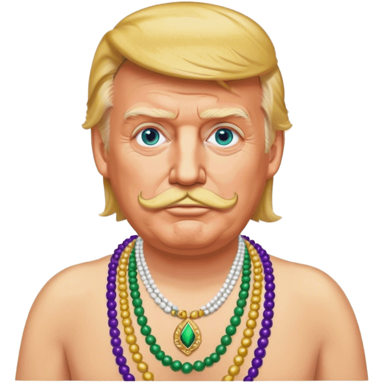 Donald trump at Mardi Gras with a moustache  emoji