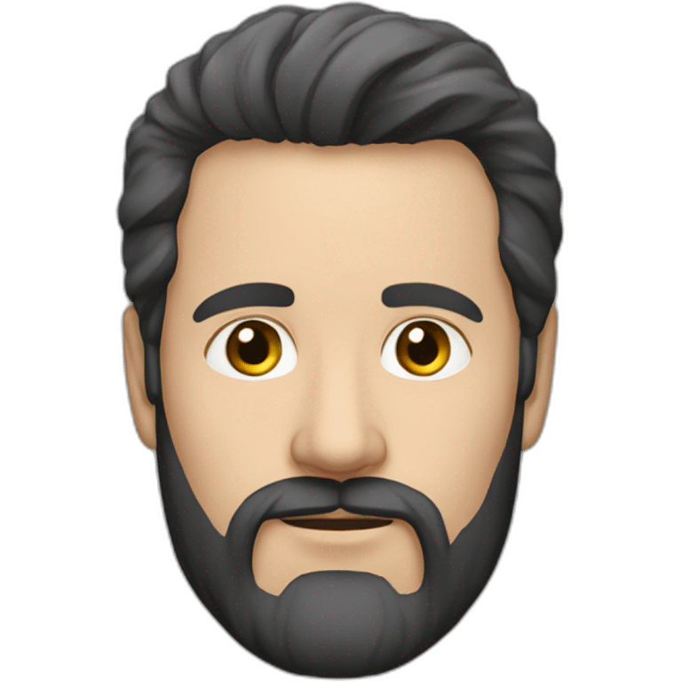 German man at 35 years with middle long black hair and beard emoji