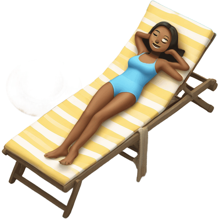 Girl lying on the sun lounger in full body emoji