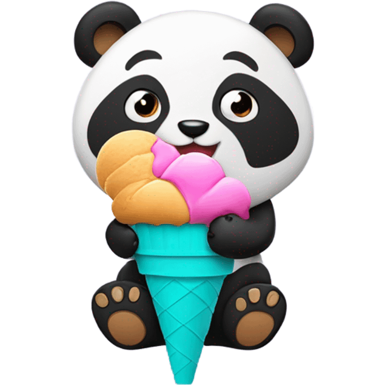 Panda eating ice cream emoji