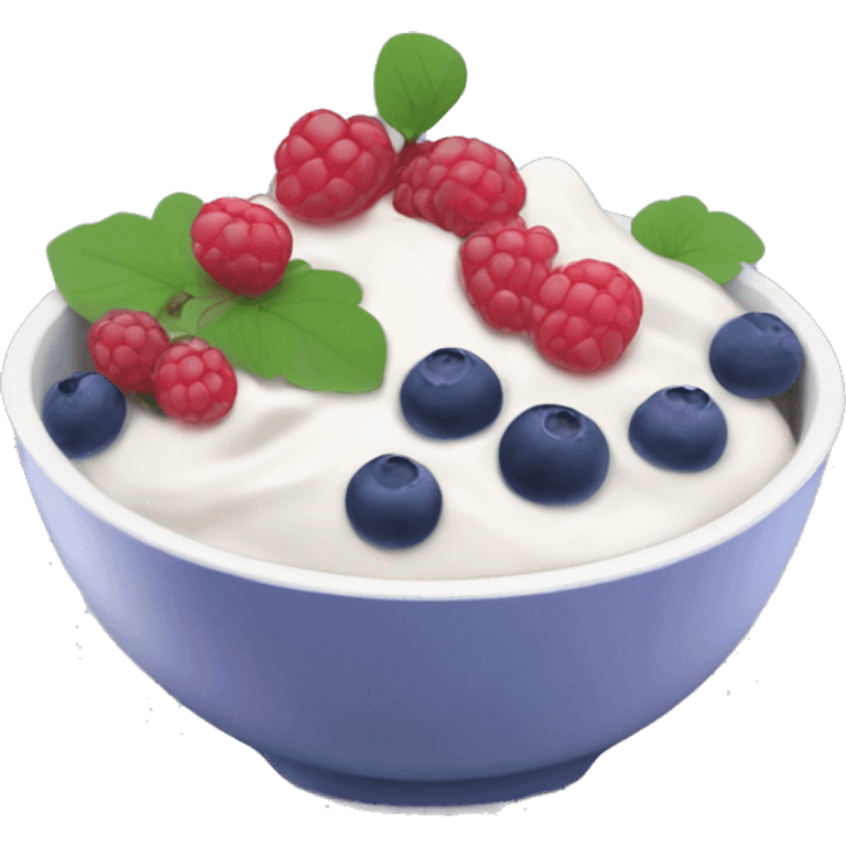 yoghurt bowl with grapes and blueberries and raspberries  emoji