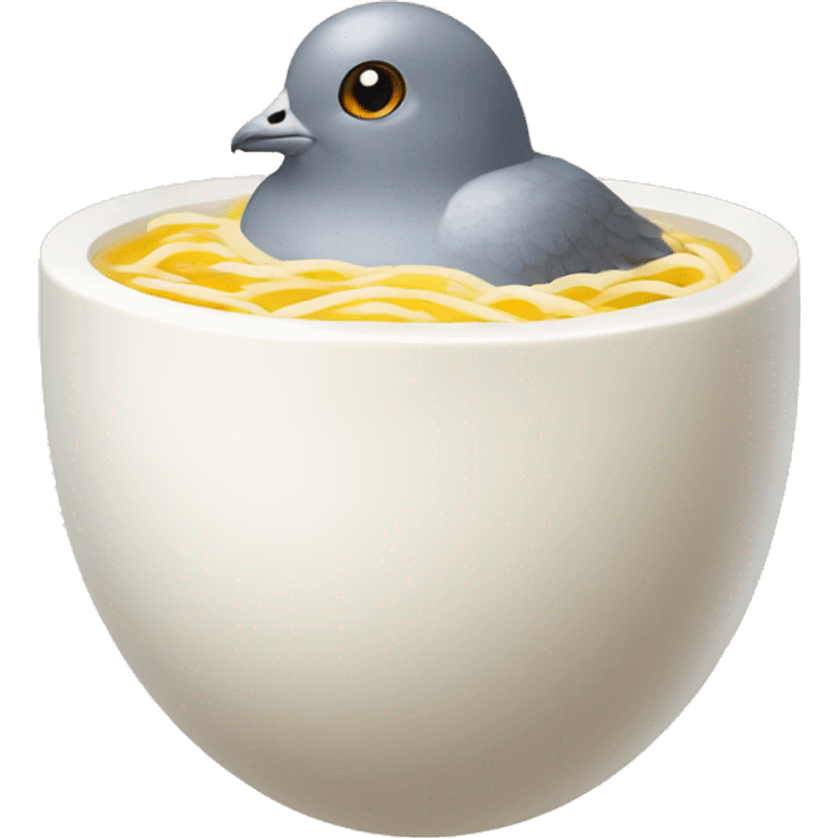 Pigeon egg in ramen emoji