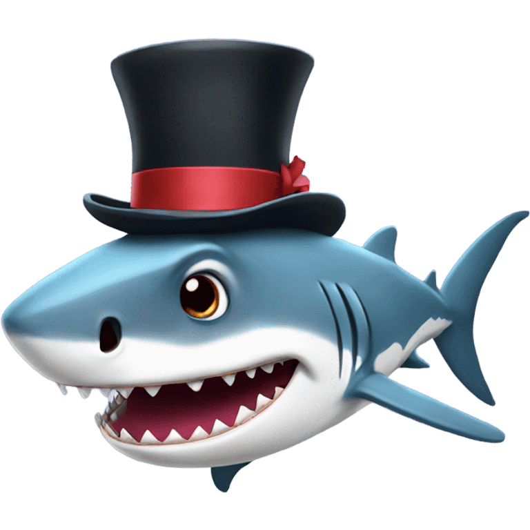 Shark with a top hat emoji