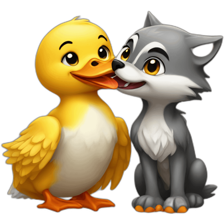 Duck kiss a wolf emoji