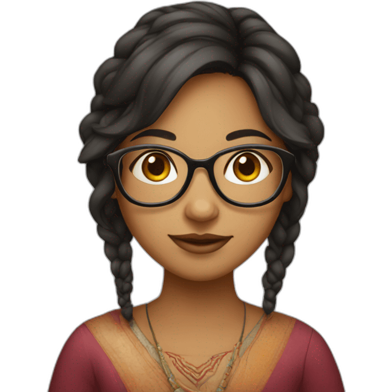 light skinned Indian girl with glasses emoji