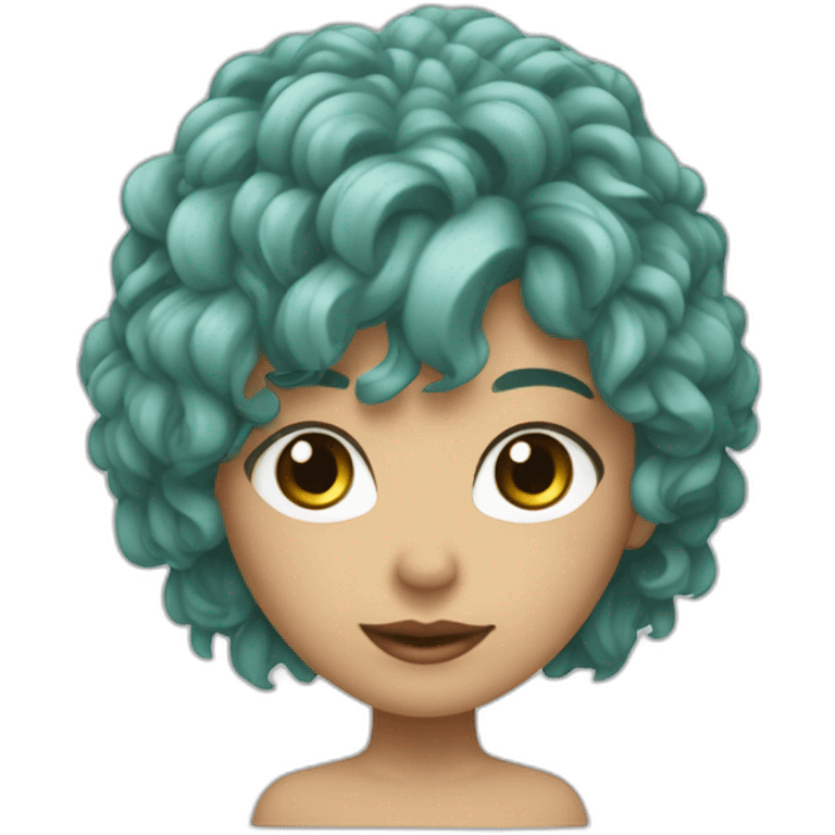 Un mec brun cheveux court bouclé yeux bleu vert emoji