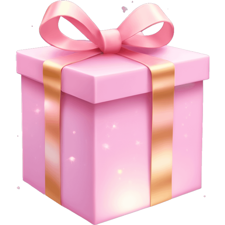 Pastel Pink Gift Box "A pastel pink gift box with a glowing ribbon, glittery wrapping paper, and magical sparkles floating in the air around it." emoji