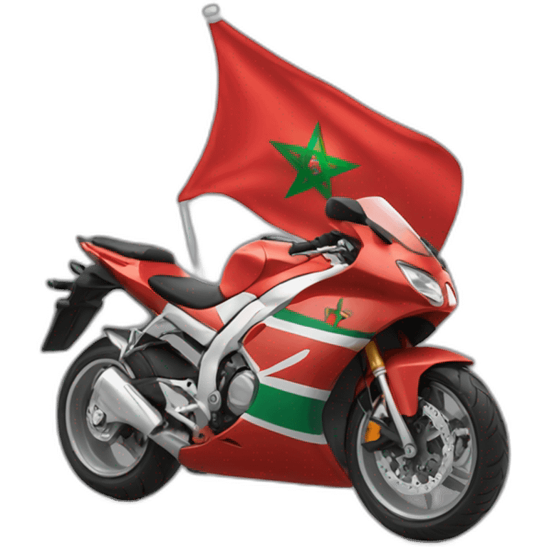 une moto avec le drapeau du Maroc derrière emoji