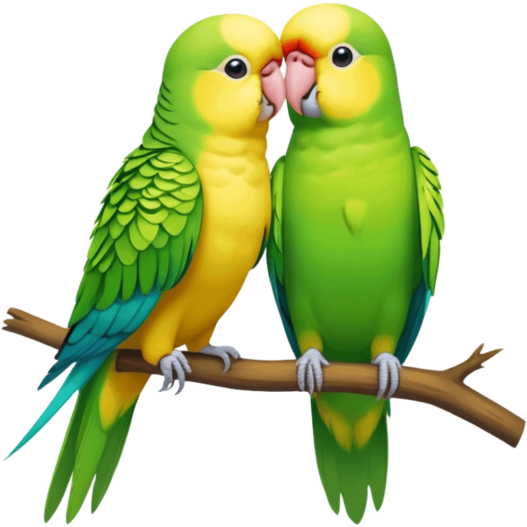 Parakeets in love ￼ emoji