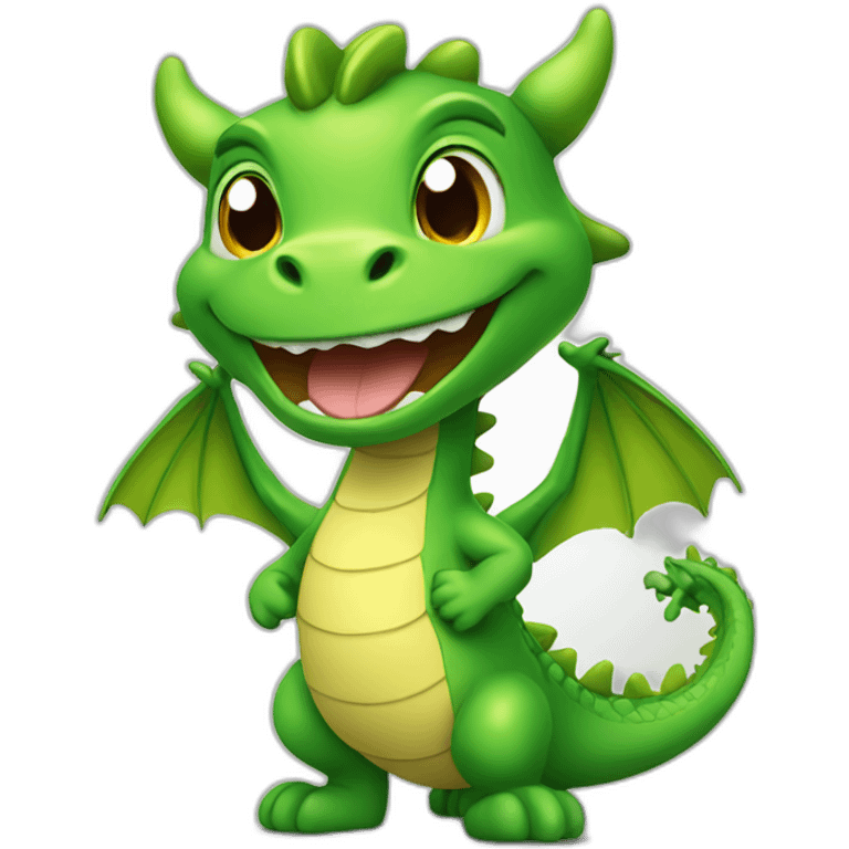 happy little green cartoon dragon emoji