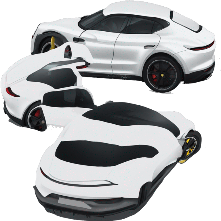 White porshe taycan from the back and side view emoji