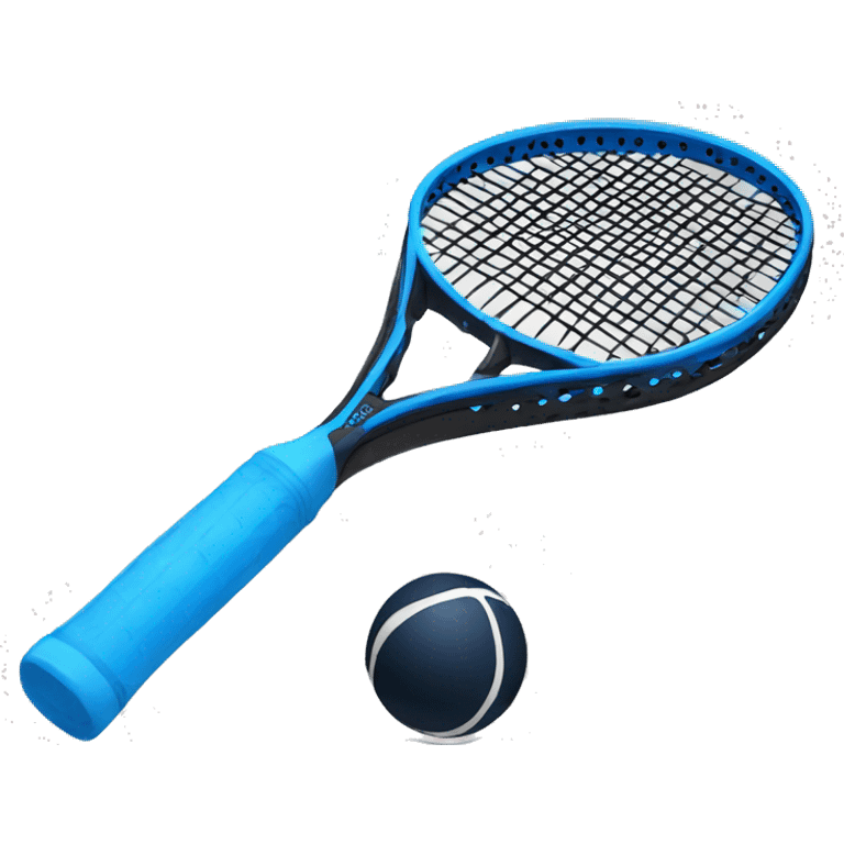 Blue racquet with blue handle an a small black ball emoji