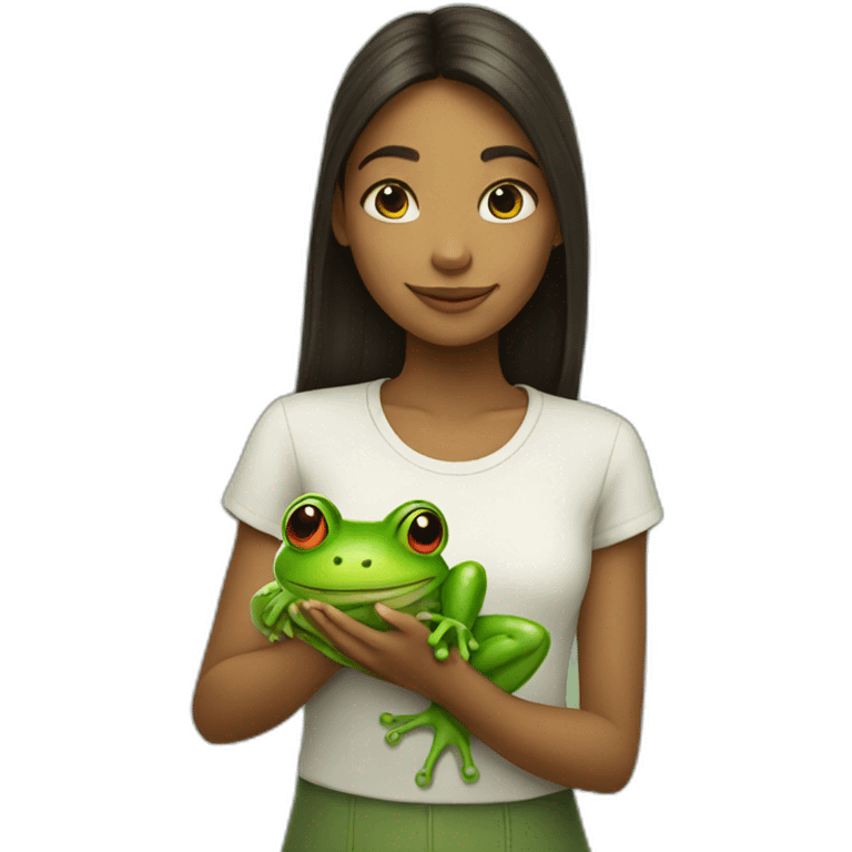 Girl with frog emoji