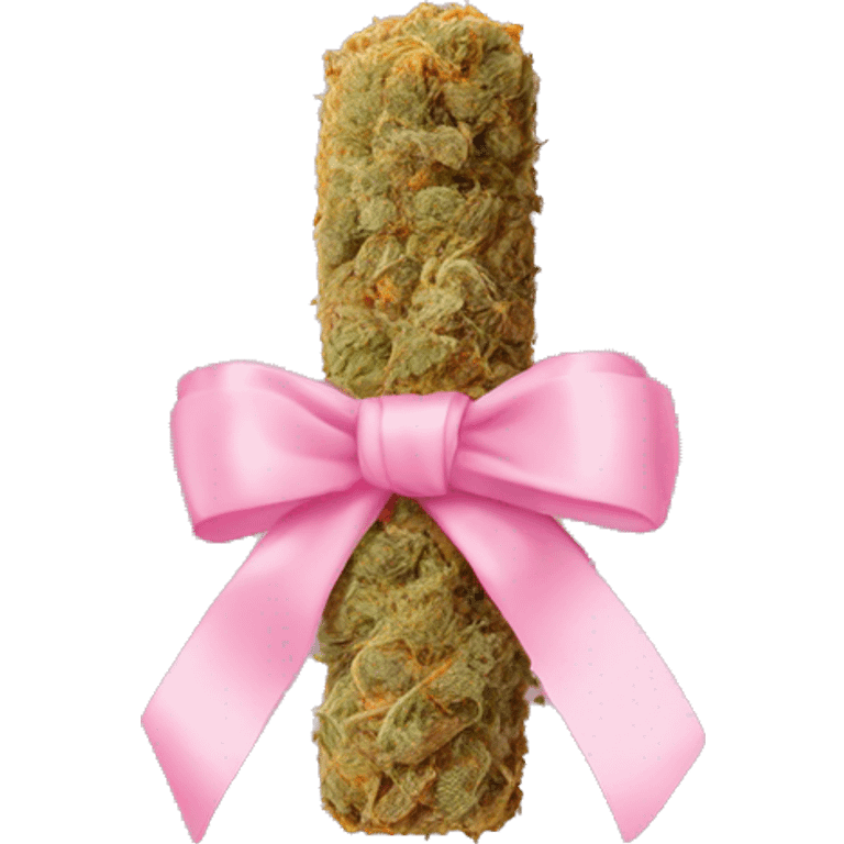 Rolled cbd blunt with a baby pink ribbon on it emoji