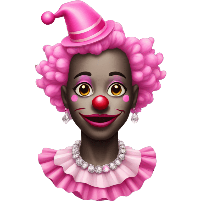 A black clown with pink diamonds emoji