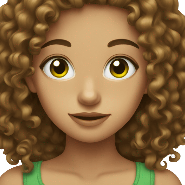 Girl with brown curly hair and green eyes emoji