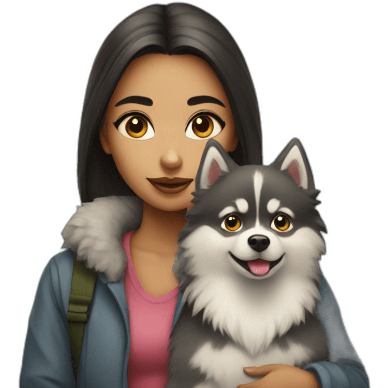 pomsky with homeless girl emoji