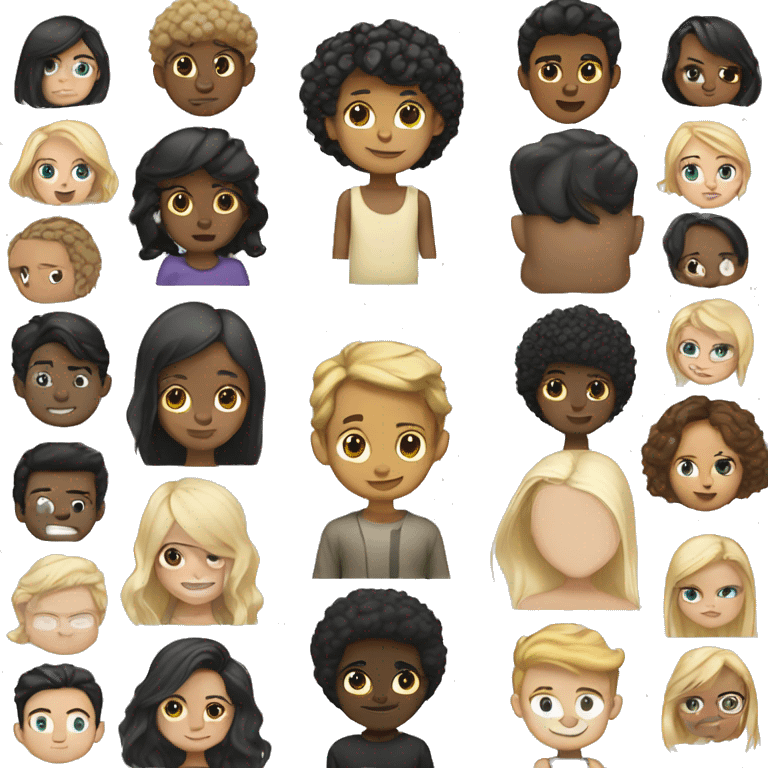 black haired girl light skin blonde boy emoji