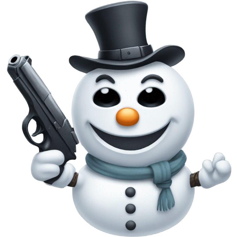 Evil snowman with a gun emoji